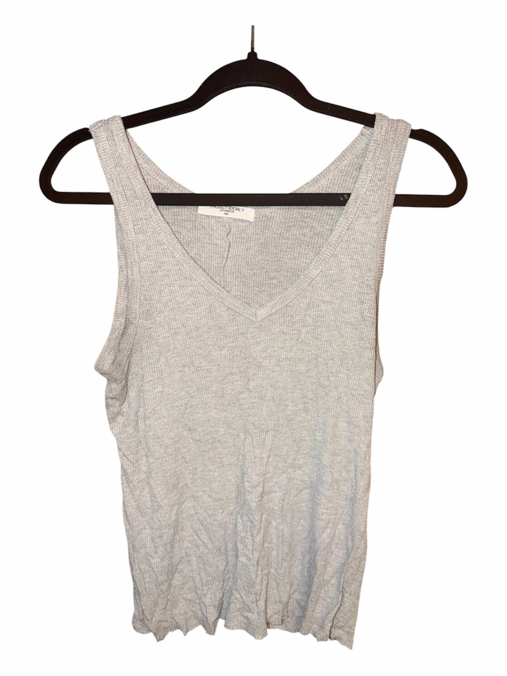 Project Social T Light Gray Ribbed V-Neck Tank